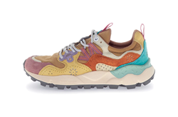 YAMANO 3 WOMAN Sneakers in suede e tessuto tecnico - Beige-Rosa-Arancione